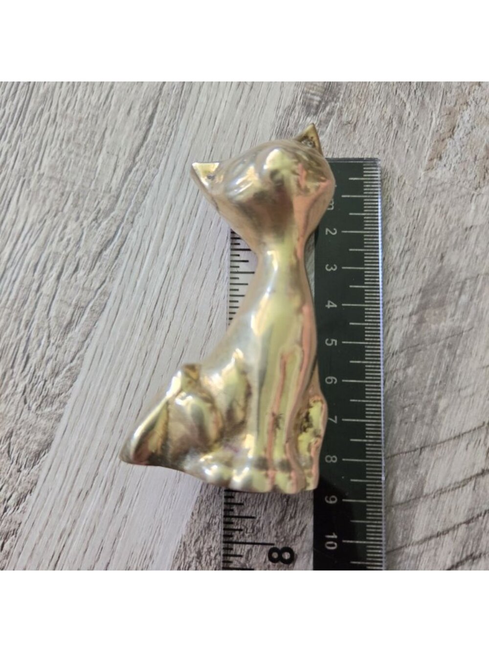 Vintage Brass Cat 3.5" Figurine Mid Century Modern Minimalist Desk Decor MCM - Picture 9 of 12